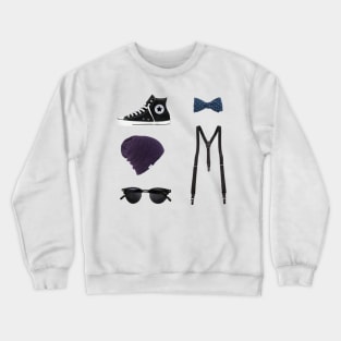 Tomboy Style - Glasses, hat, suspenders, bowtie, shoes Crewneck Sweatshirt